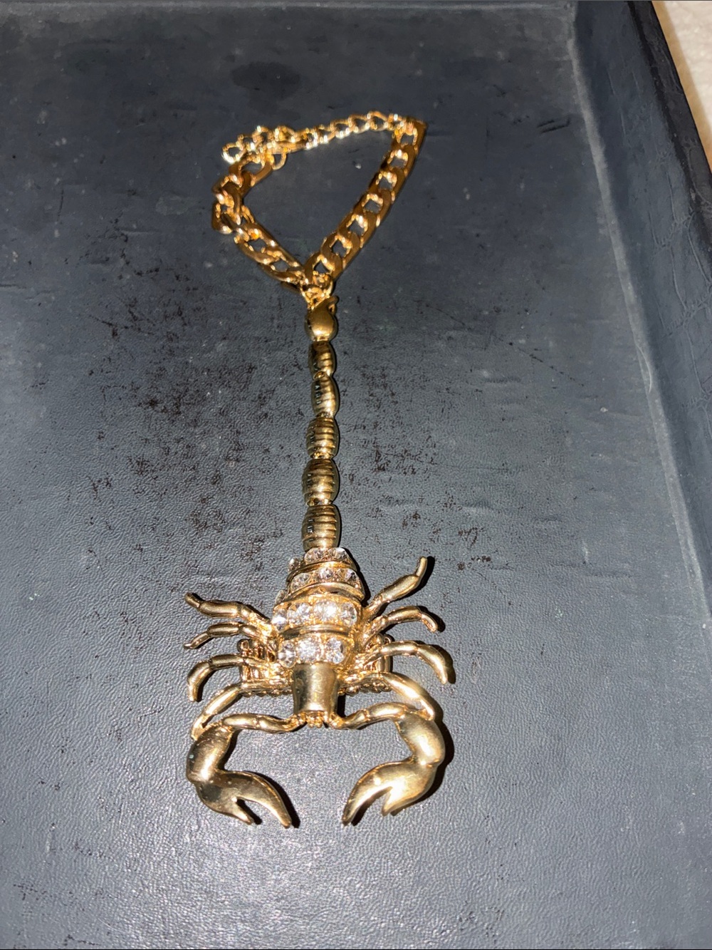 Gold Scorpion Bracelet - and Stretch Ring. Crystal Body is Moveable.